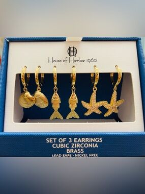 House of Harlow 1960 (set of 3 Pairs Ocean themed earrings)